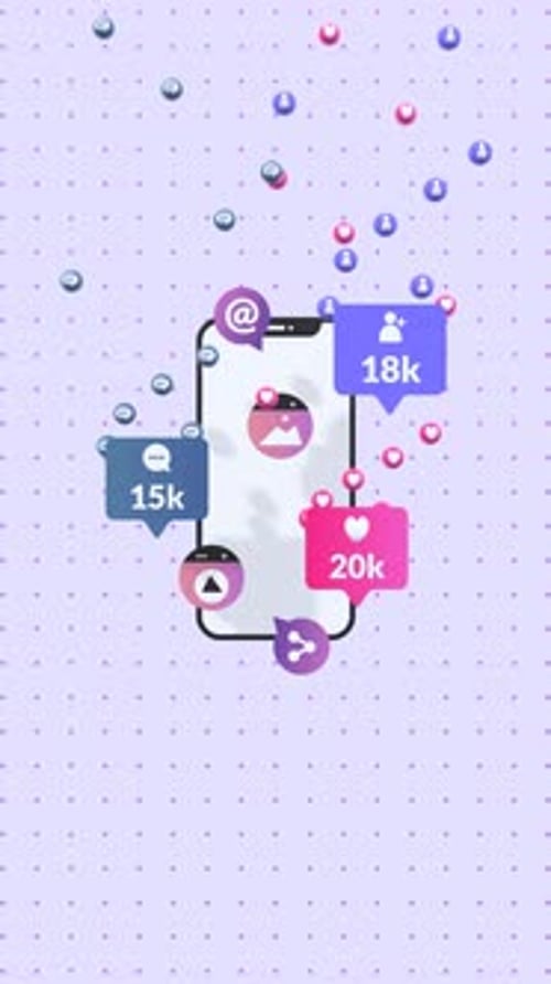 Animated Social Media Growth and Marketing Concept in Vertical Video. Social Media Concept Animation