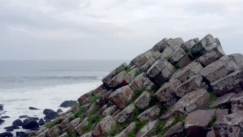 The Hexagonal Basalt Rock Formation of Giant's Causeway in Northern Ireland