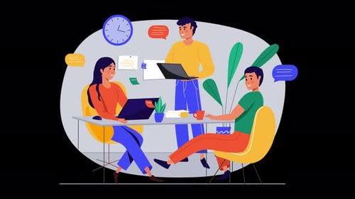 Equipe trabalhando em conjunto em um espaço de escritório moderno