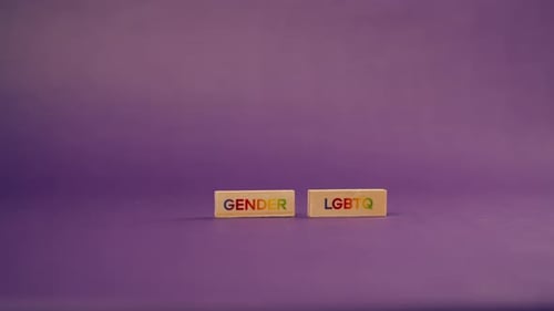 Gender and LGBTQ Words on Wooden Blocks