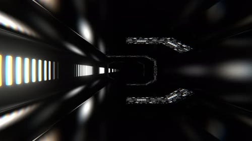 White And Orange Alien Neon Tech Cyber Tunnel Background Vj Loop In 4K