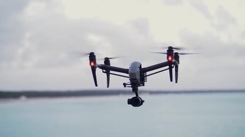 Slow Motion footage of flying drone - DJI Inspire 2 - Quadcopter