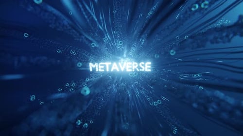 Futuristic Abstract Data Flow and Metaverse Text Reveal