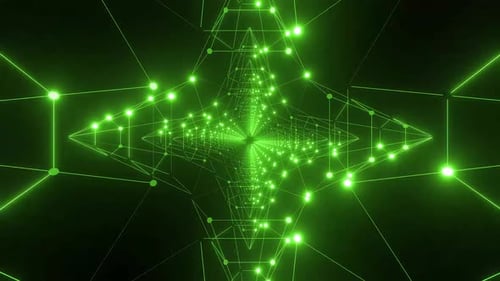 Dynamic green digital tunnel animation for modern technology themes