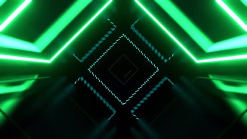 Green And Cyan Kaleido Tunnel Flash Background Vj Loop In 4K