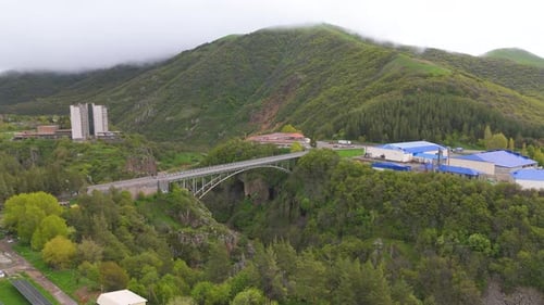 Aerial View of Jermuk City, Armenia – Scenic Mountain Town.