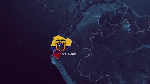 Ecuador Map Reveal with National Flag Animation