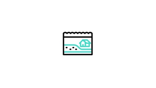 Animated Flat Design House and Landscape Icon