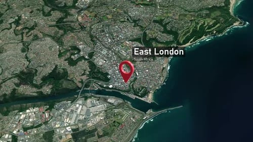 East London City Map Zoom (South Africa) from Space to Earth