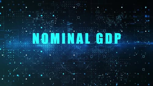 Nominales BIP-Wort in Wirtschaftsindikatoren auf digitalem Hintergrund