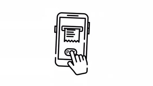 Mobile Payment Receipt Line Art Animated Looping Video Alpha Channel Icon