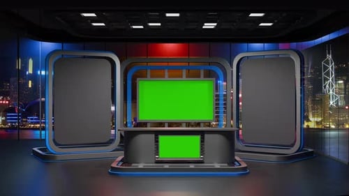 3D Virtual News Studio Background Loop