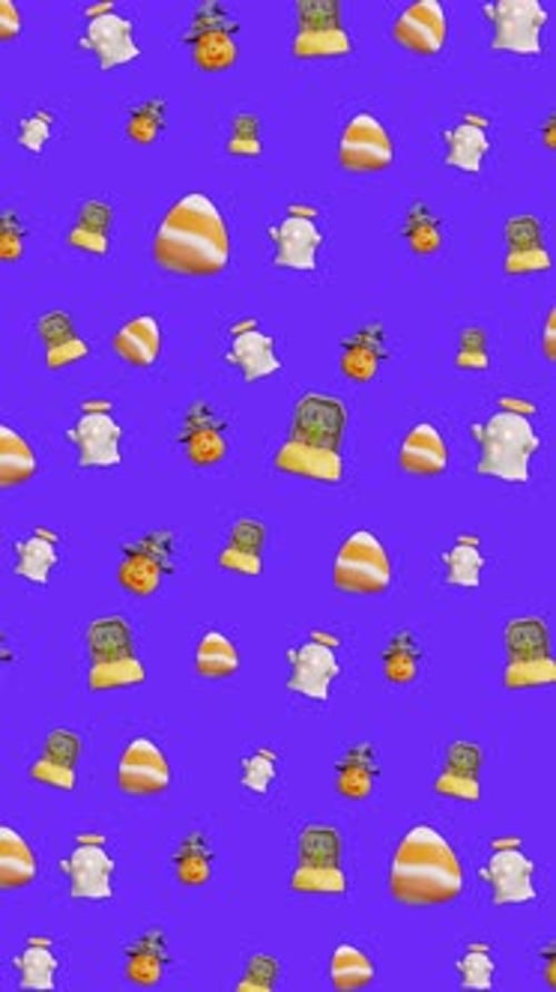 Halloween Seamless Pattern 3D Spooky Ghost Candy Corn