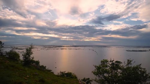 Time lapse clip of stunning sunset view from the mountain.