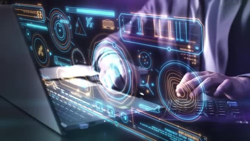 Futuristic Digital Holographic HUD Interface Display