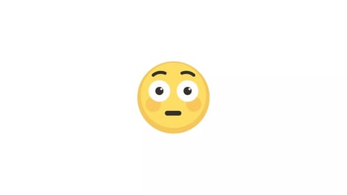 Flat Design Pensive Blinking Emoji Character Animation