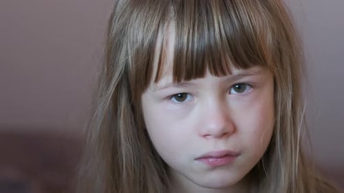 Portrait of Funny Child Girl Smiling in Camera