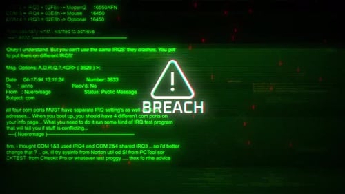 Breach Attentions Screen Motion On Abstract Technology Background Green Color