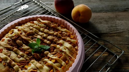 Peach Pie Cooling on a Wire Rack