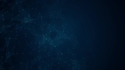 Blue dot and line connection with polygonal technology on abstract background concept