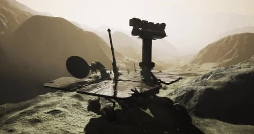 3D Rendered Space Rover Exploring Alien Planet Surface