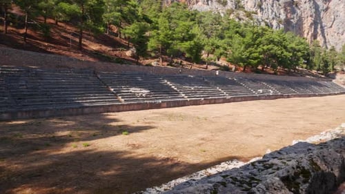 The well preserved stadium at Delphi, Greece