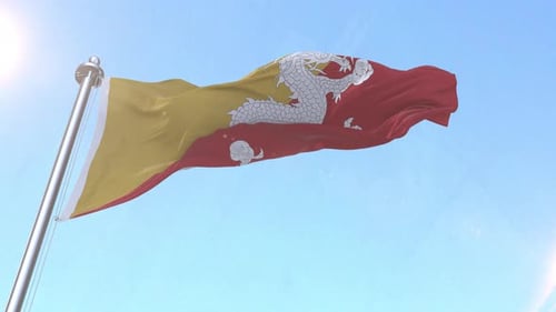 Drapeau du Bhoutan flottant dans le ciel