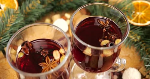 Festive Mulled Wine and Holiday Treats Still Life