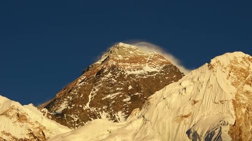 Highest World Mountain Everest Peak On Sunset