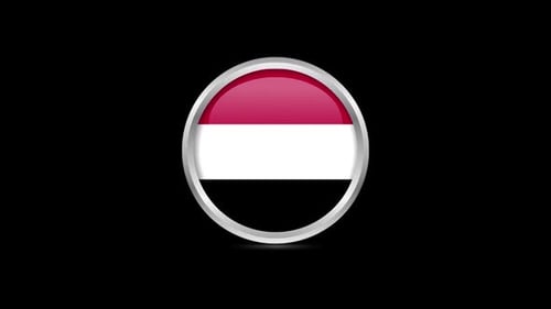 Spinning Metallic Emblem with Yemen Flag