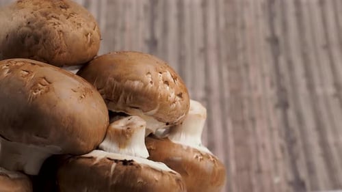 Pile of Closed Cap Mushrooms Close Up