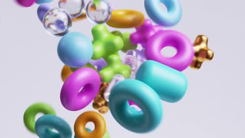 Dynamic Colorful Abstract 3D Shapes Falling Animation