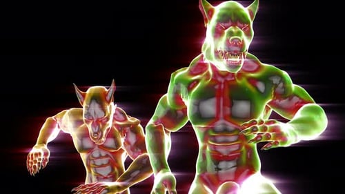 Neon Glow Abstract Dog Creatures Animation