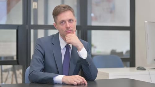 Brainstorming Mature Adult Businessman Thinking New Plan