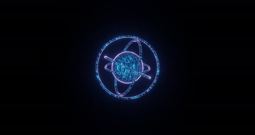 Futuristic Blue Glowing Abstract Atom Energy Core Animation