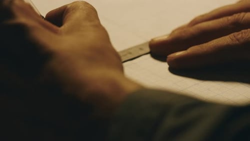 Les mains d'un ingénieur de sexe masculin travaillent avec des dessins couchés