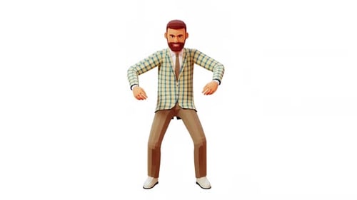 Casual Man Showing Strength with Raised Fists – Strong Pose Animation Loop