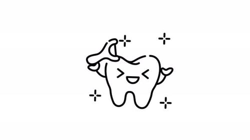 Animated Happy Tooth Flossing for Dental Care