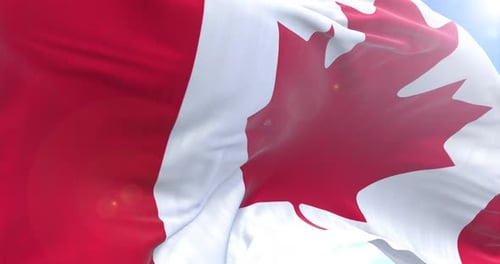 Kamera mit schwenkender und rotierender Flagge von Kanada 4K