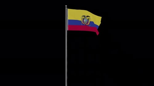 Animated Waving Flag of Ecuador on Flagpole