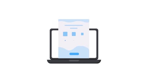 Digital Document on Laptop Flat Design Animation