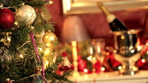 Festive Christmas Tree and Decorations, Holiday Spirit