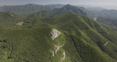 Aerial view of the mountainous terrain, Italy.