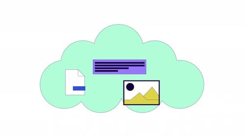 Cloud data storage line 2D object animation