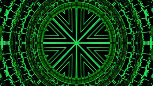 Green neon circular pattern glows