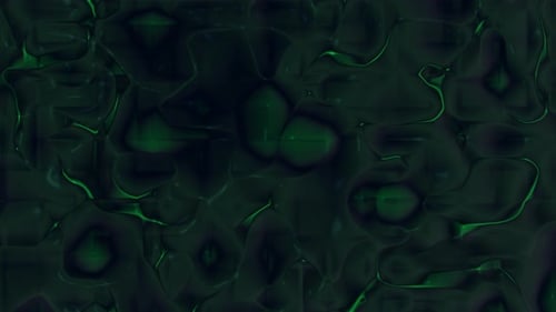 Dark Green Bioluminescent Abstract Organic Fluid Shapes Flowing with Subtle Light Reflections