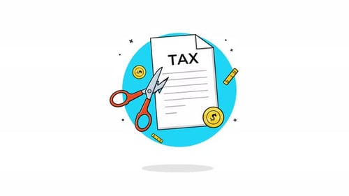 Papier fiscal découpant des ciseaux 4K. Vidéo d'animation sur le concept de retenue fiscale