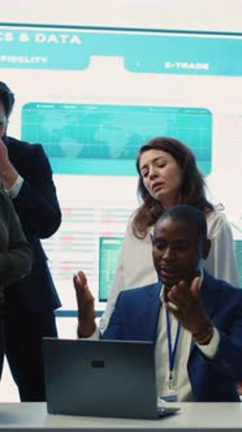 Vertical Video Displeased Project Manager Sharing the Failure with His Team