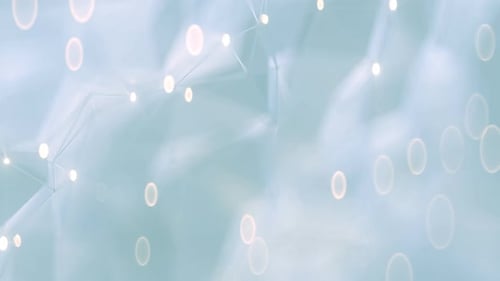 Maille polygonale blanche à points lumineux. Forme de connexion futuriste abstraite. Boucle sans couture