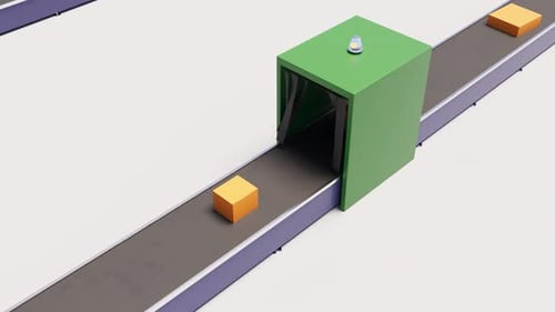 Modern Industrial Automation: Boxes on Conveyor Scan